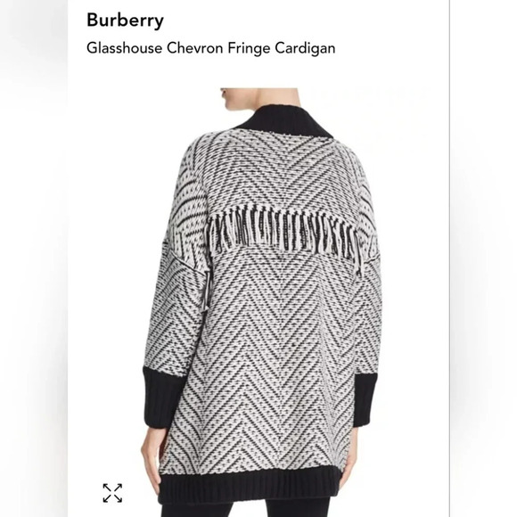 Burberry Glasshouse Chevron Fringe Cardigan Sweater Wool Open-Front Sz Small - Picture 5 of 16
